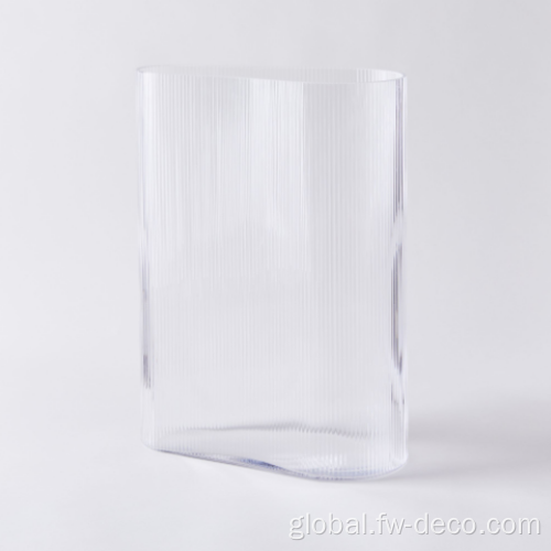 Flower Arrangement Modern Vase Vertical Pattern hydroponic Decorative Glass Vase Supplier